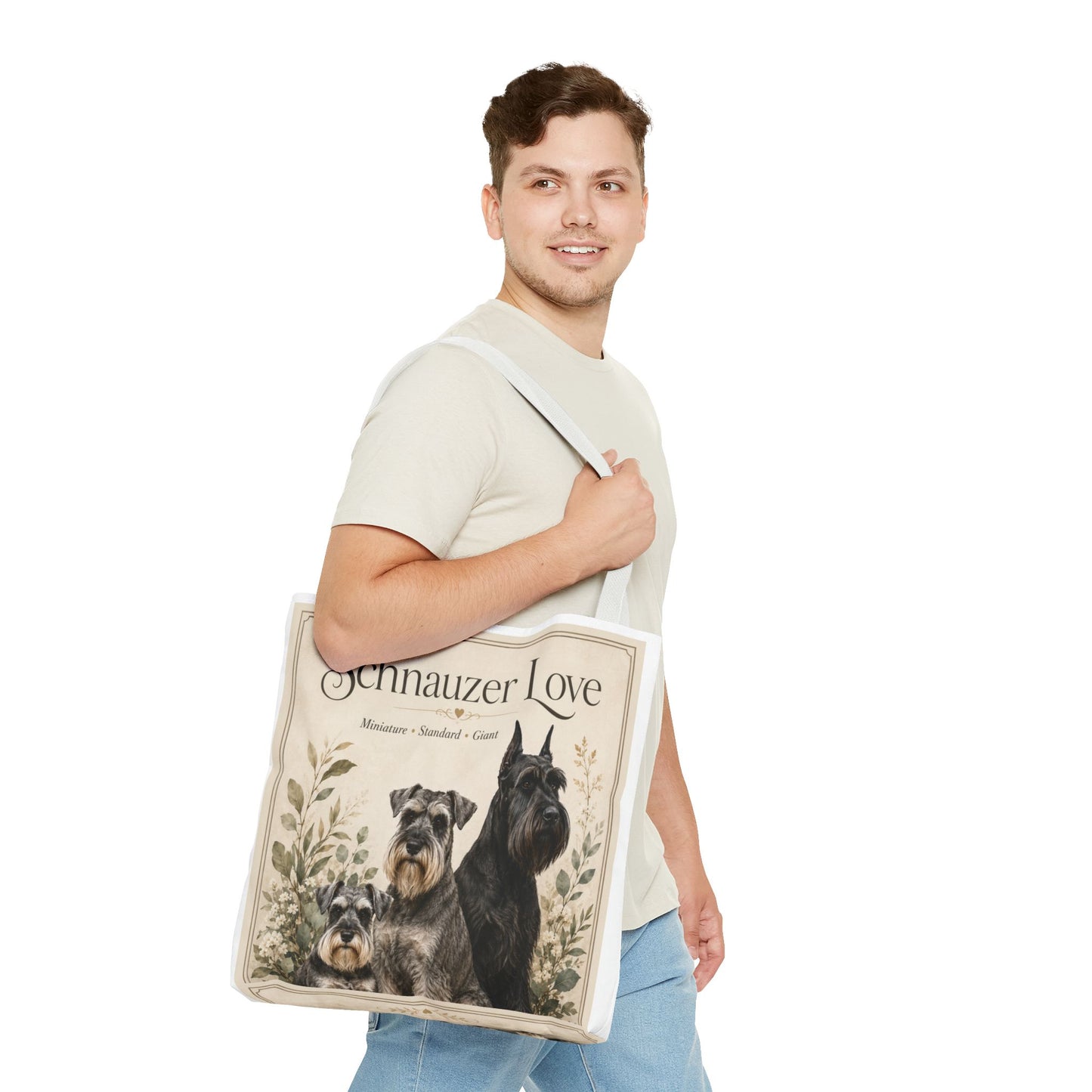 Schnauzer Love Tote Bag — Illustrated Dog Portraits, Miniature Standard Giant