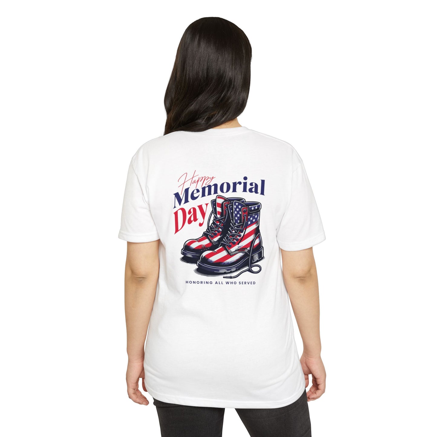 Memorial Day Flag Combat Boots T-Shirt – "Honoring All Who Served"