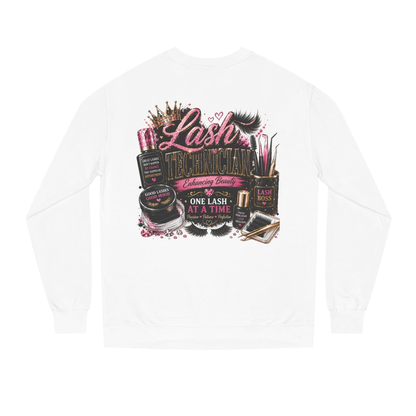 Eyelash Artist Crewneck Sweatshirt — “Lash Technician” Beauty Salon Graphic