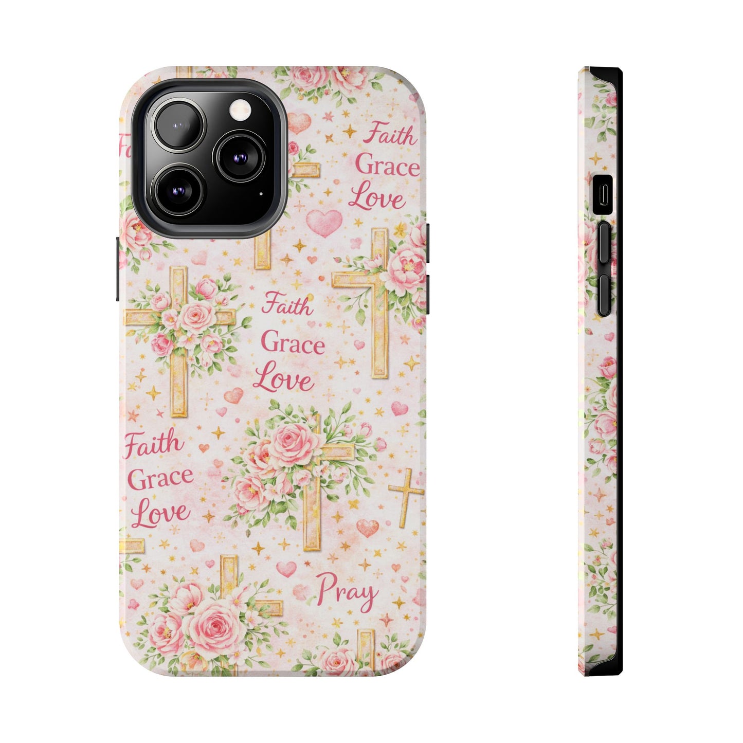 Faith Grace Love Cross Phone Case | Christian Floral iPhone Case