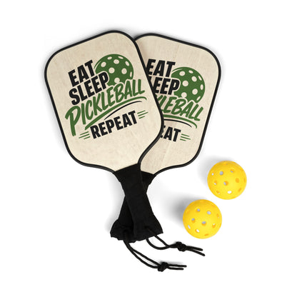 Pickleball Paddle Set — "Eat Sleep Pickleball Repeat" Paddle & Balls Kit