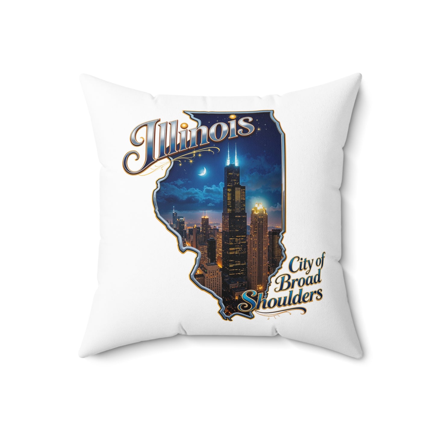 Illinois Skyline Decorative Pillow — "City of Broad Shoulders" State Shape Accent