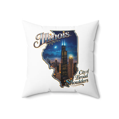 Illinois Skyline Decorative Pillow — "City of Broad Shoulders" State Shape Accent