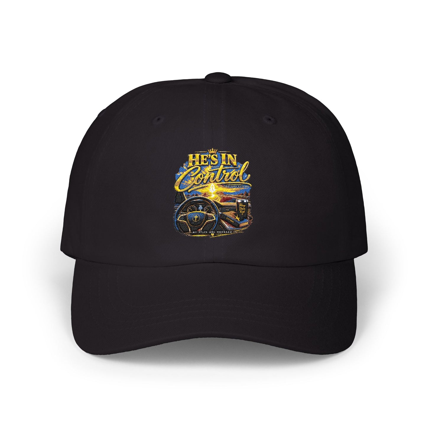 Dad Cap – 'He's In Control' Vintage Car Embroidered Baseball Hat