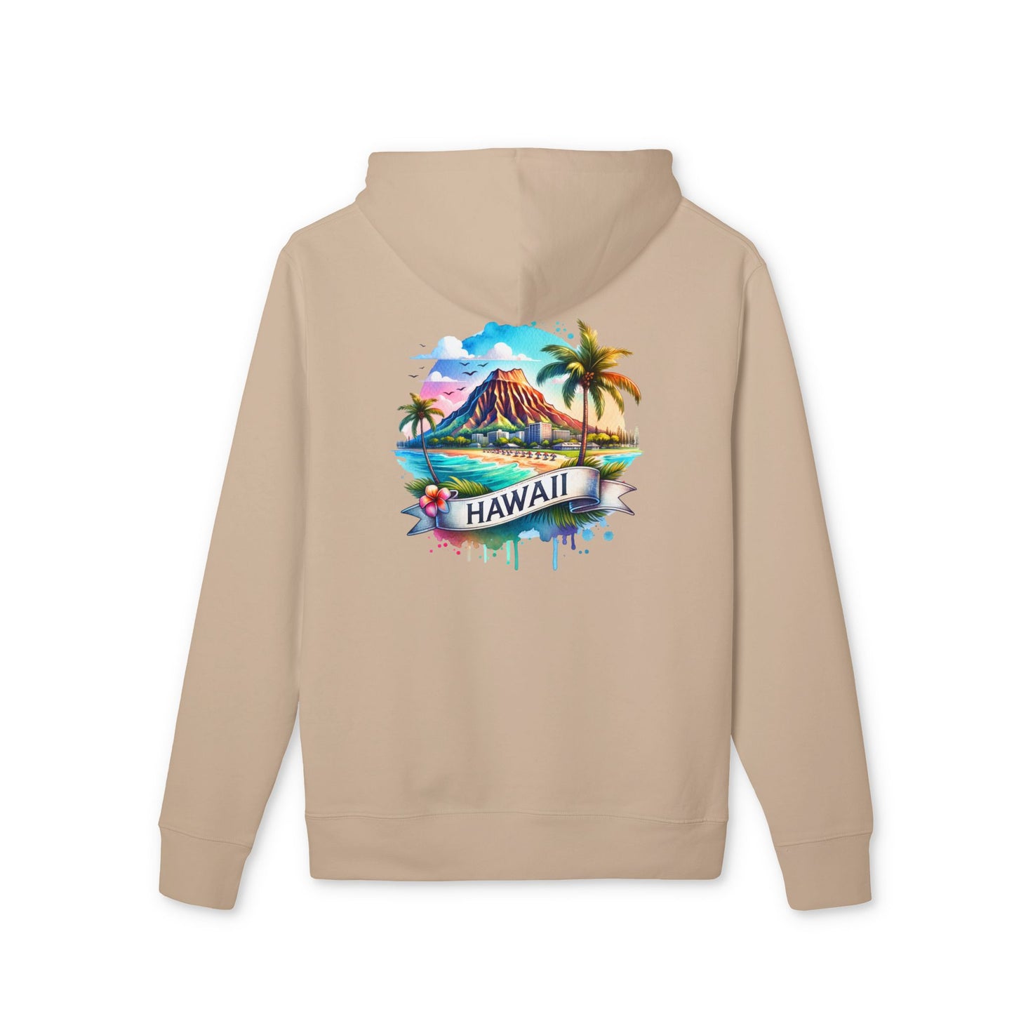 Hawaii Watercolor Hoodie — Tropical Island Palm Beach Pullover