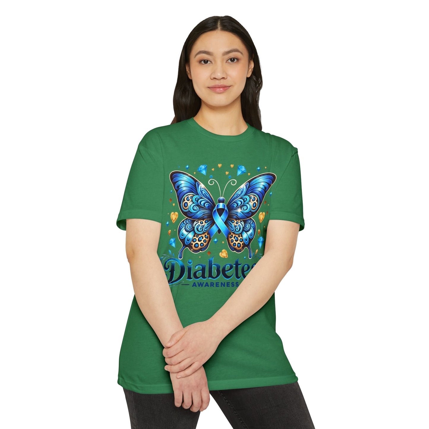 Diabetes Awareness Butterfly T-Shirt — Blue Ribbon Support Tee