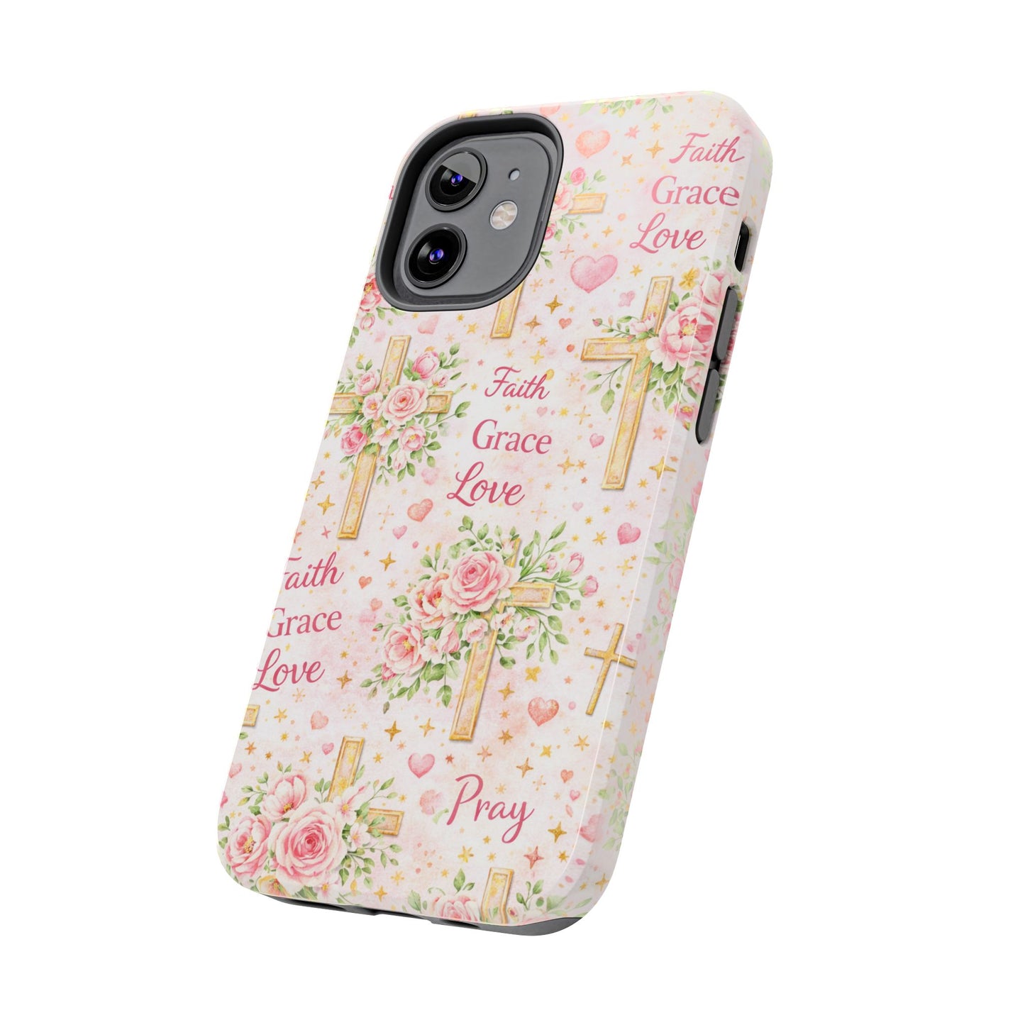 Faith Grace Love Cross Phone Case | Christian Floral iPhone Case