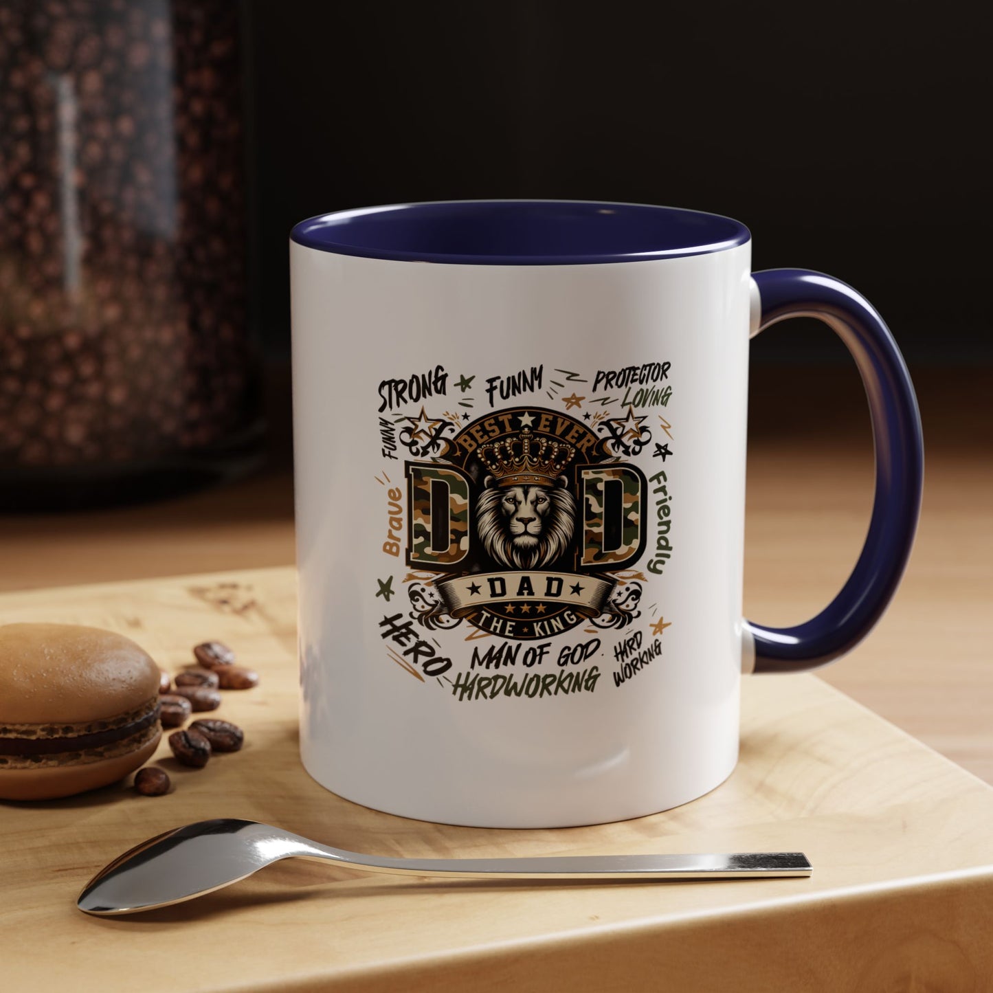 Dad King Lion Coffee Mug — 'Dad: The King' Accent 11/15oz Gift