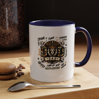 Dad King Lion Coffee Mug — 'Dad: The King' Accent 11/15oz Gift