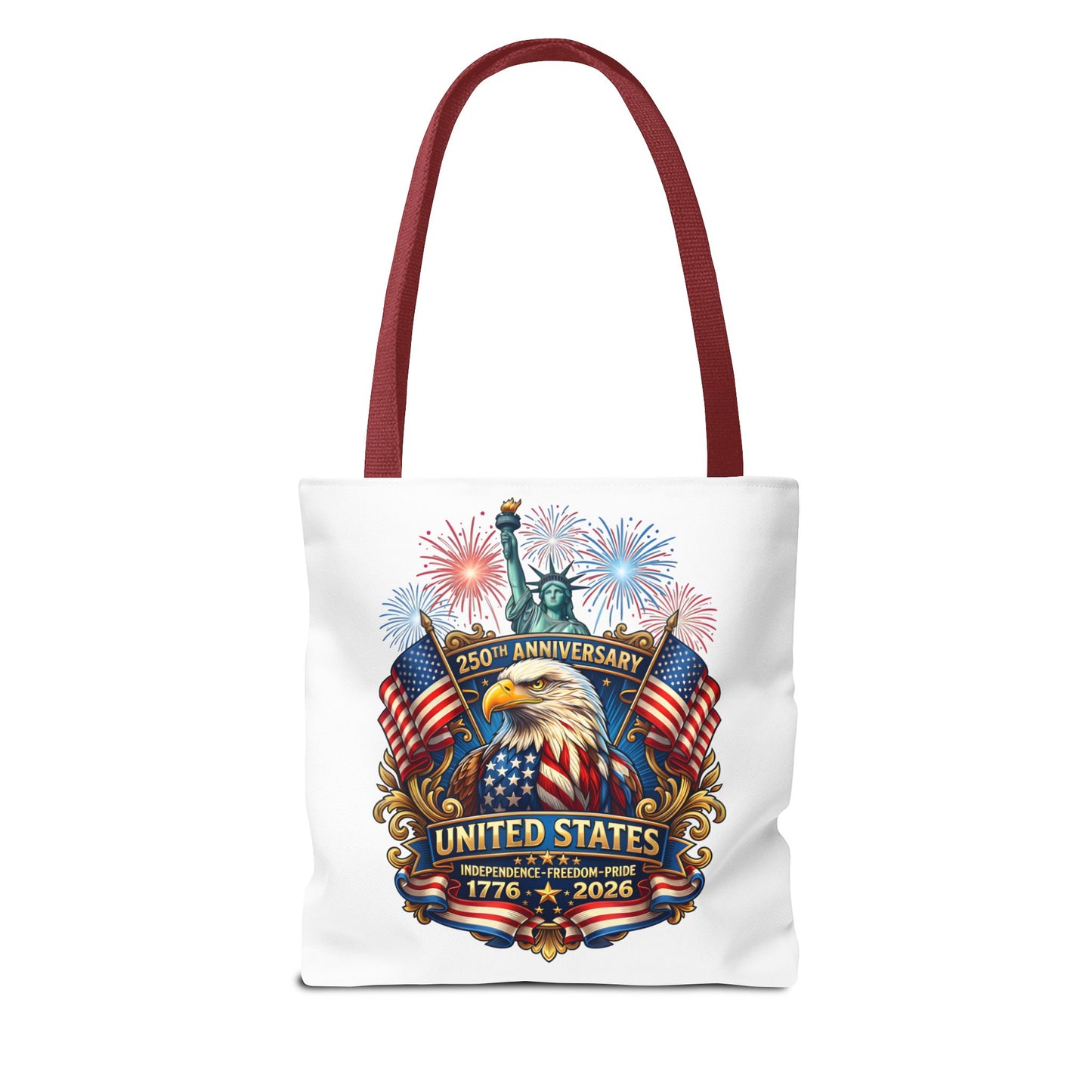 United States 250th Anniversary Tote Bag — Patriotic Eagle & Fireworks 1776–2026