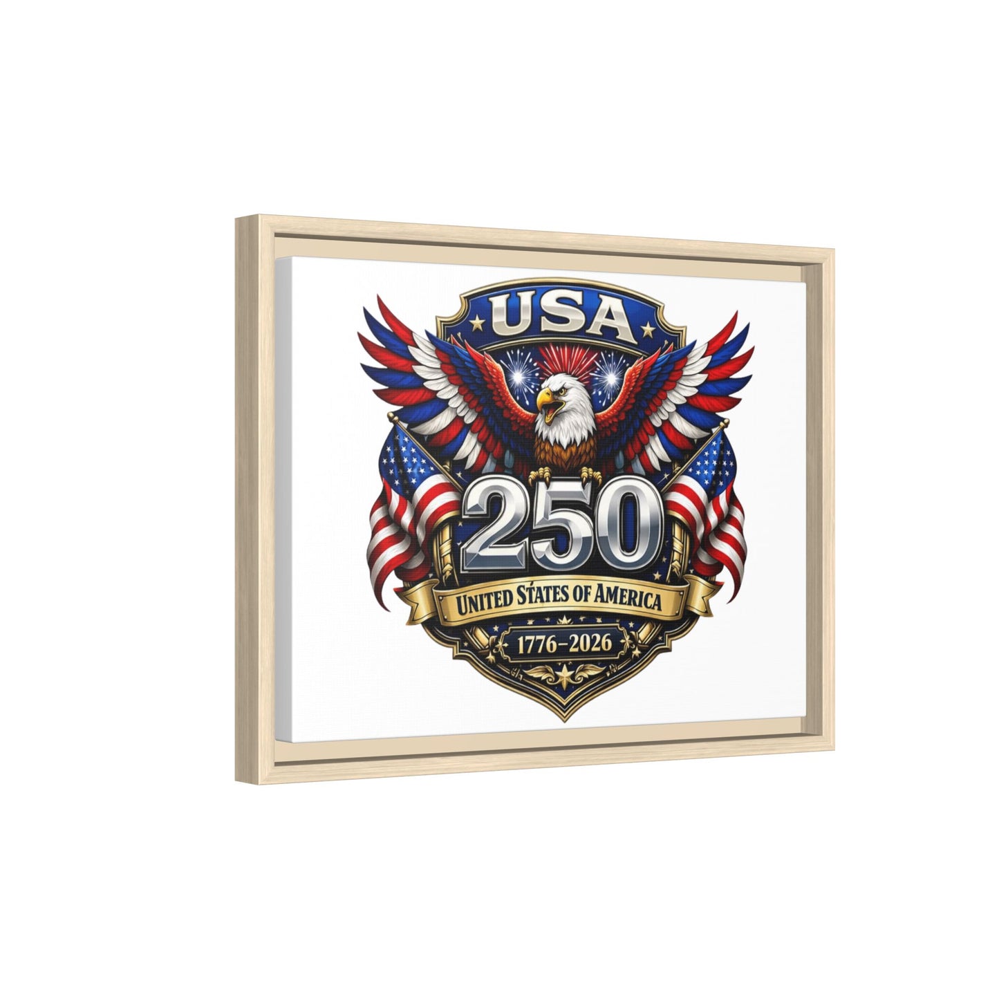 USA 250 Anniversary Framed Canvas — Patriotic Eagle 1776–2026 Wall Art