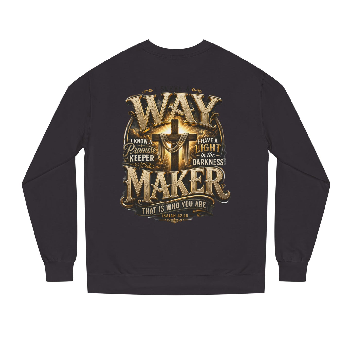 Way Maker Christian Sweatshirt — 'I Serve a Way Maker' Inspirational Crewneck