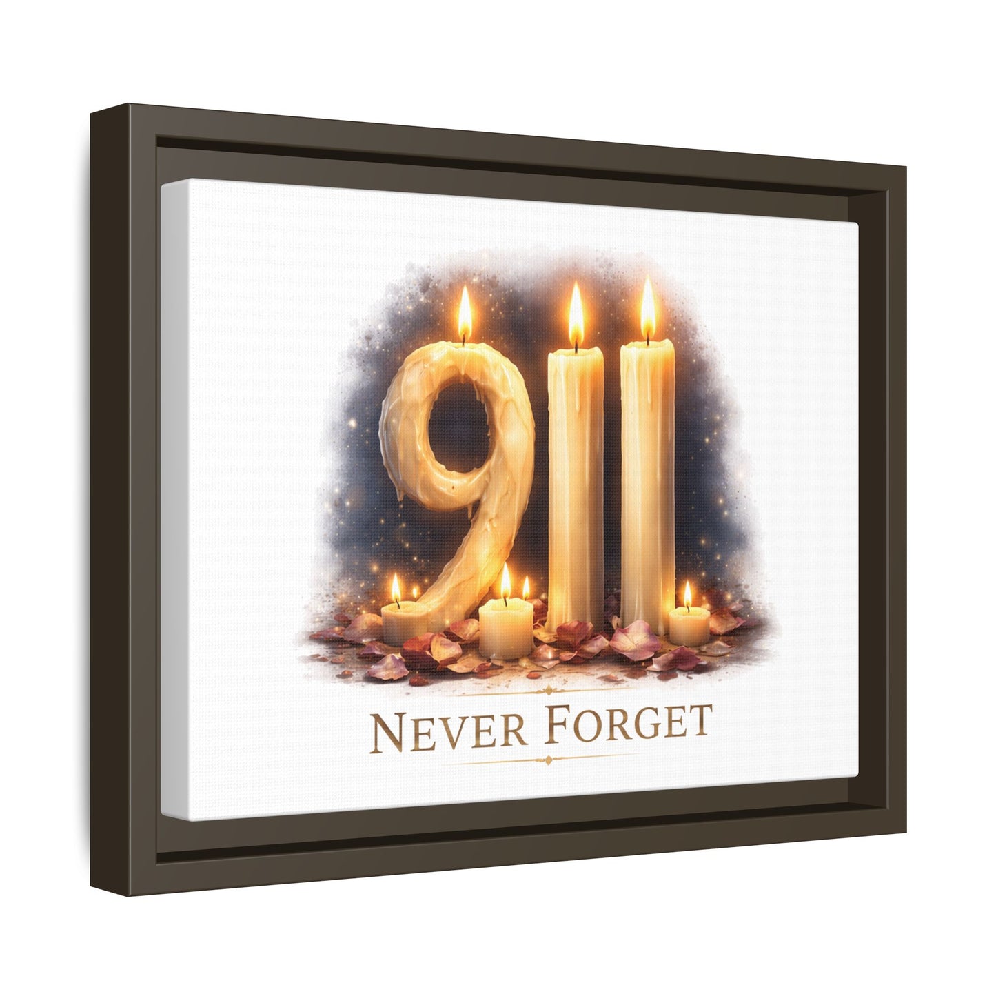9/11 Never Forget Framed Canvas Print