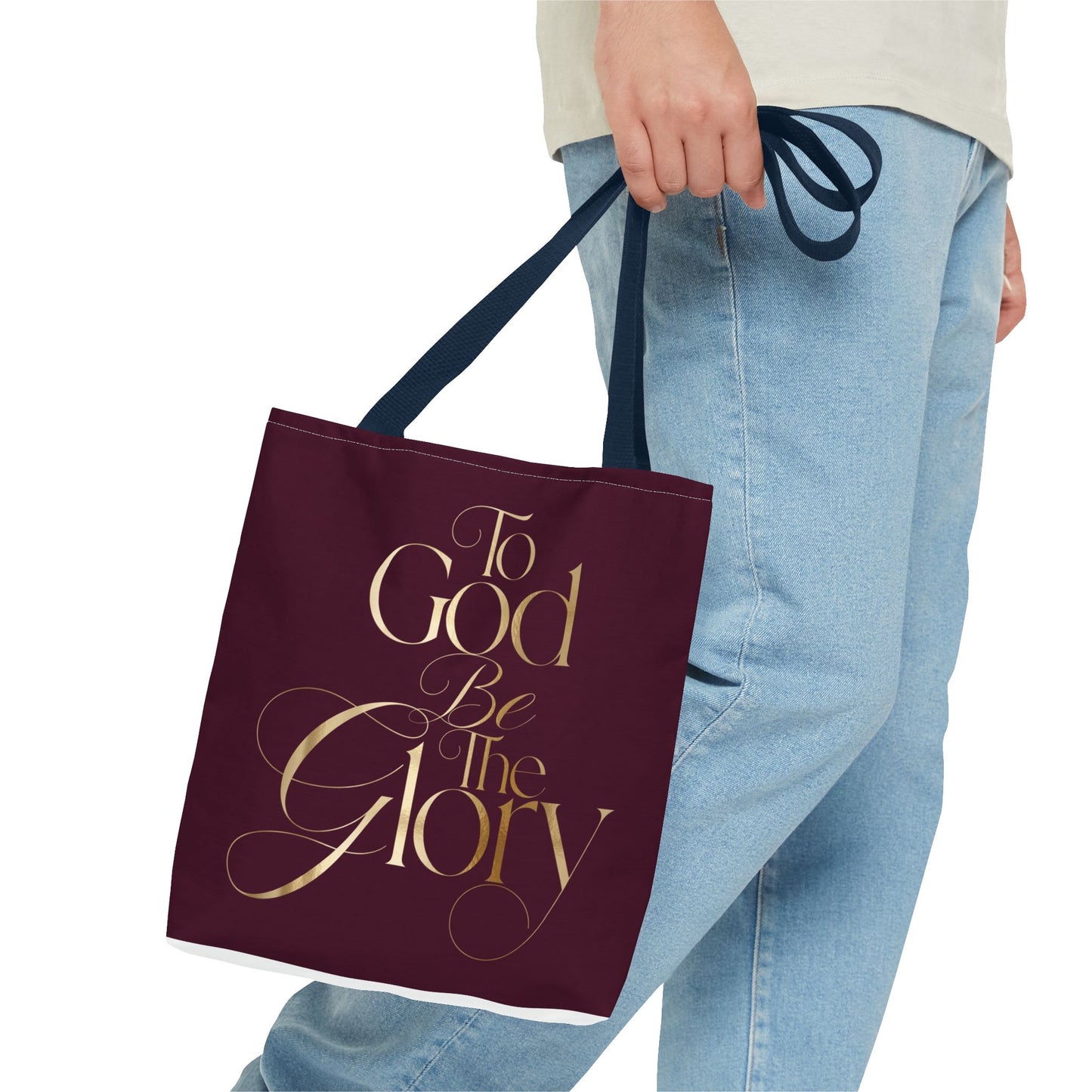 To God Be The Glory Burgundy Tote Bag — Inspirational Christian Scripture Tote