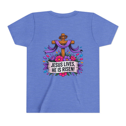 Youth Tee — "Jesus Lives, He Is Risen!" Easter Christian Tee