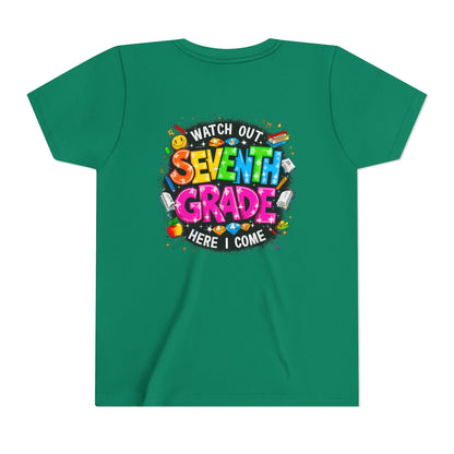 Seventh Grade Kids T‑Shirt — "Watch Out Seventh Grade Here I Come" Back‑to‑School Tee