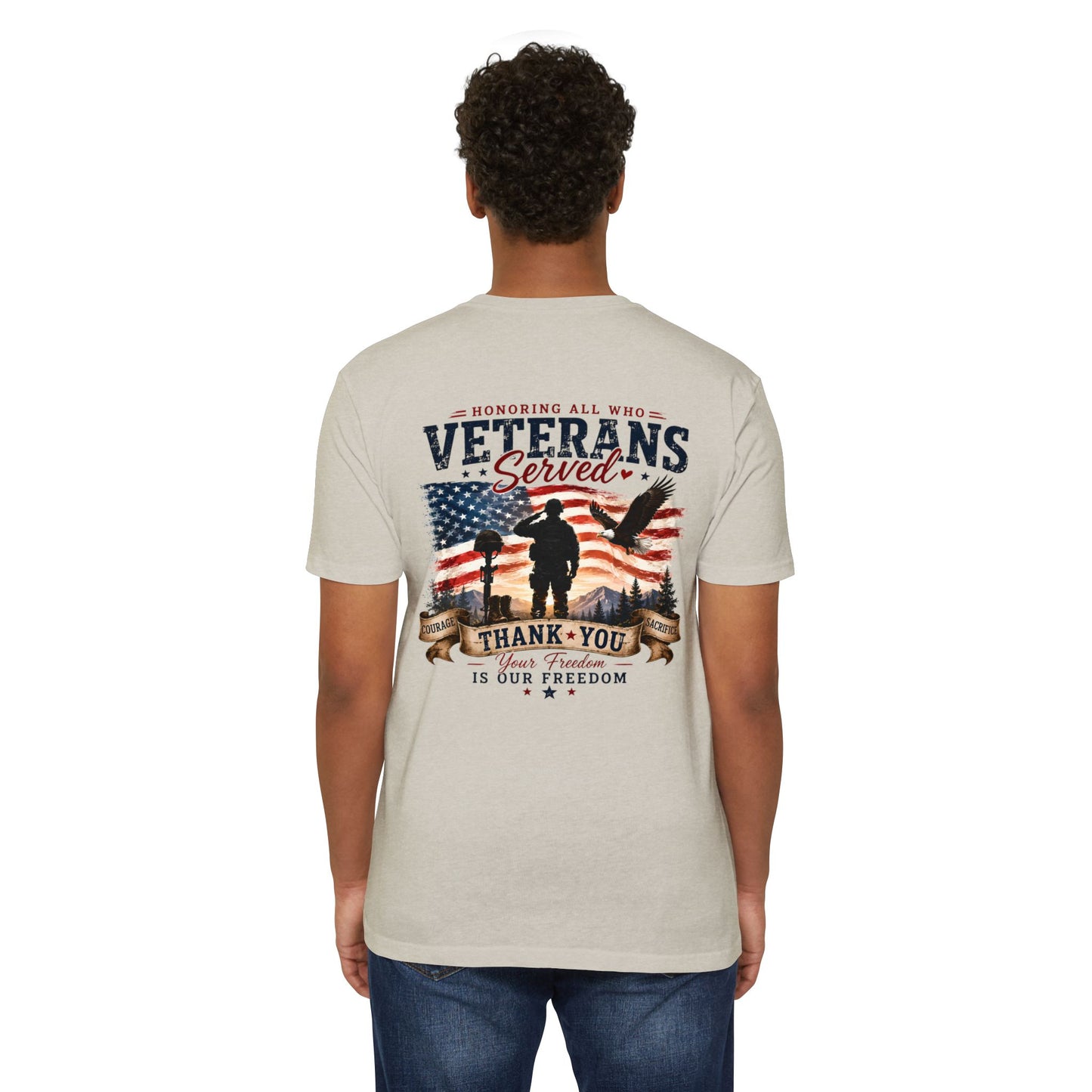 Veterans Served T‑Shirt — Honoring All Who Served, Thank You USA Flag Tribute