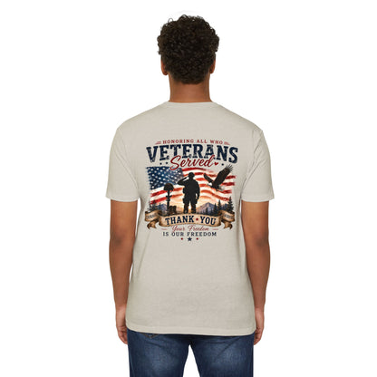 Veterans Served T‑Shirt — Honoring All Who Served, Thank You USA Flag Tribute
