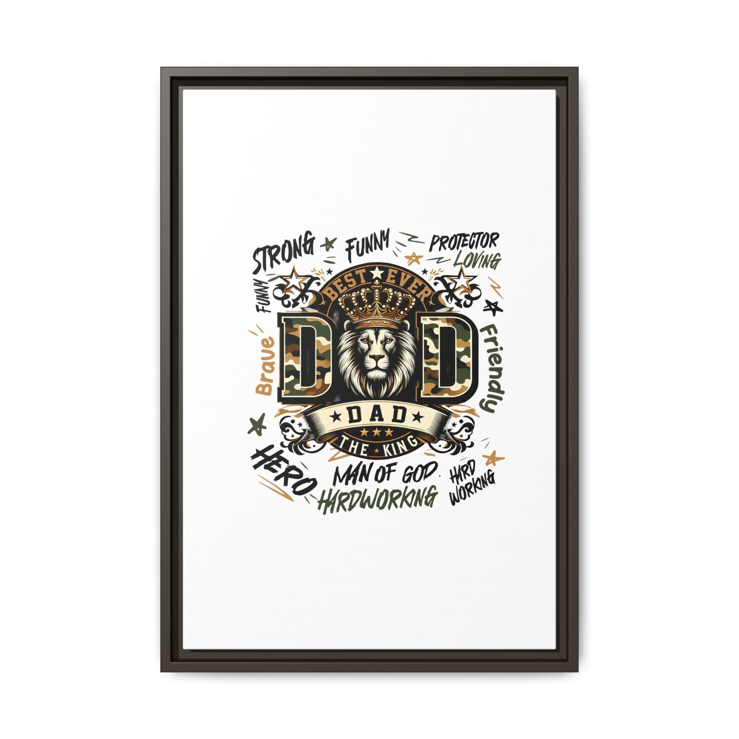 Framed Matte Canvas 'Best Ever DAD' Wall Art – Lion King Design, Father’s Day Gift