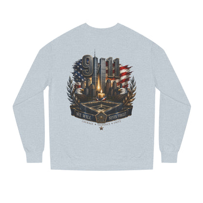 9/11 Memorial Crewneck Sweatshirt — We Will Never Forget Tribute