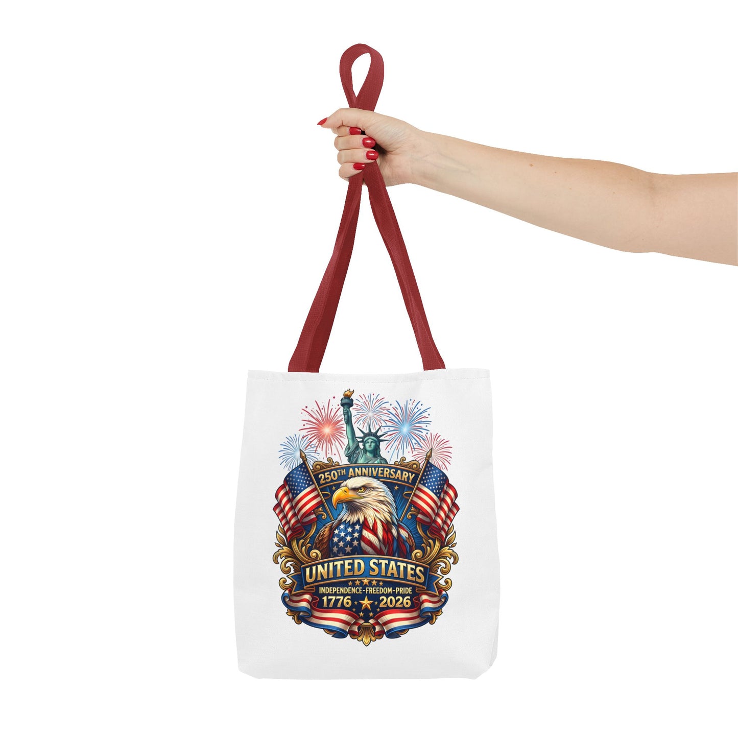 United States 250th Anniversary Tote Bag — Patriotic Eagle & Fireworks 1776–2026