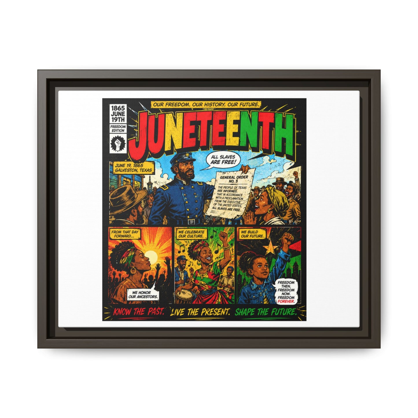 Juneteenth Comic Art Canvas - Framed Matte Wall Decor
