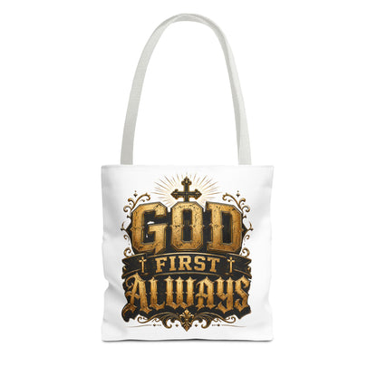 God First Always Tote Bag — Christian Faith Inspirational Canvas Tote