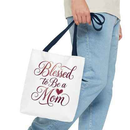 Blessed to Be a Mom Tote Bag – Mother's Day Floral Script Gift