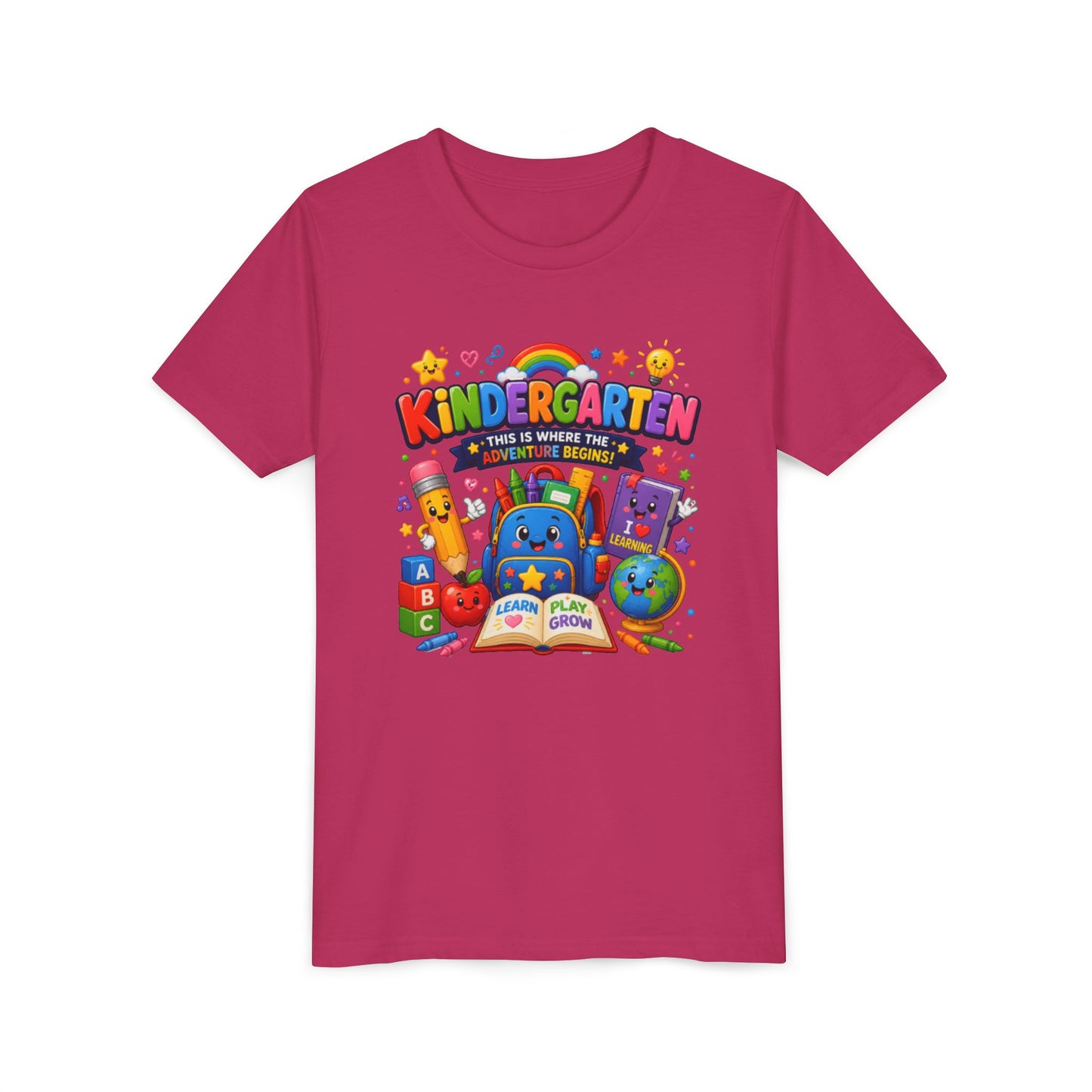 Kindergarten Kids T‑Shirt — 'Kindergarten: This Is Where the Fun Begins' Colorful Back-to-School Tee