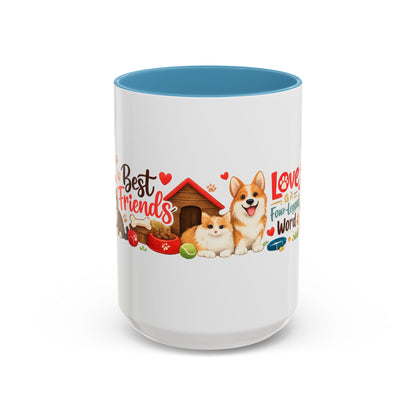 Dog Lover Accent Coffee Mug — “Love is a Four-Legged Word” Ceramic Gift