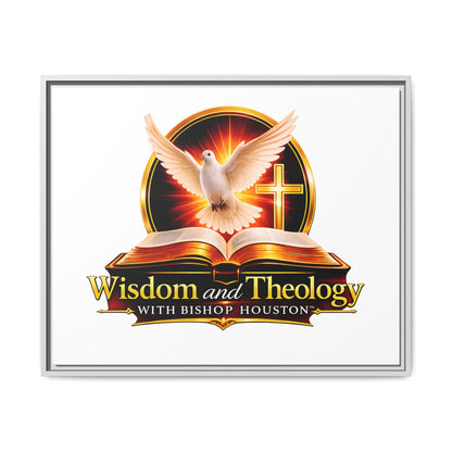 Framed Canvas Print — "Wisdom and Theology" Dove & Bible Wall Art
