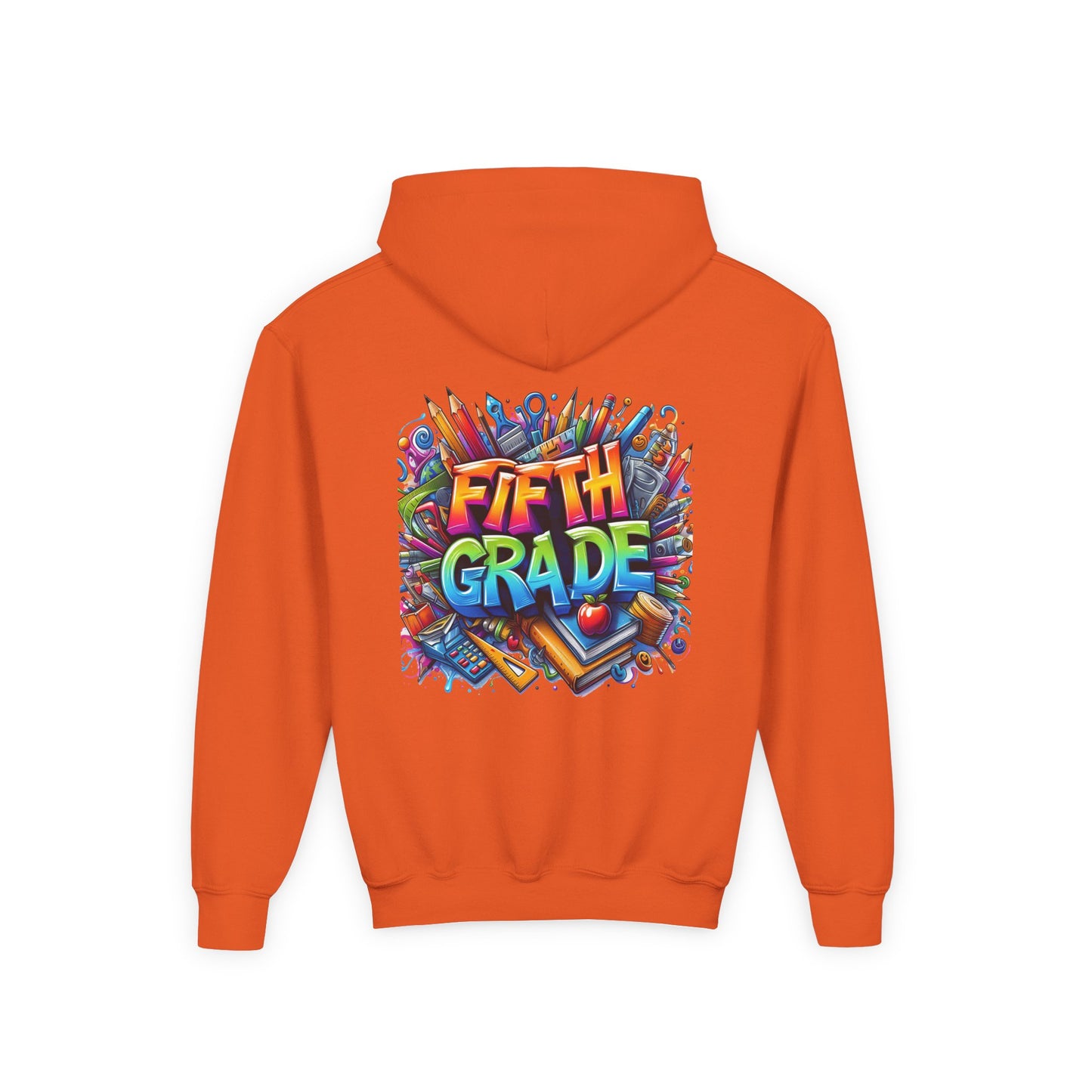Fifth Grade Kids Hoodie - Colorful School Supplies Back-to-School Sweatshirt