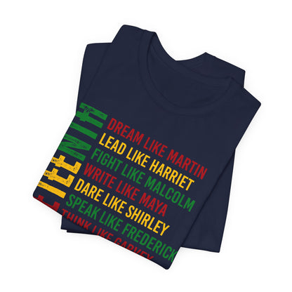 Juneteenth Tribute T-Shirt — “Dream Like Martin, Lead Like Harriet” Inspirational Black History Tee