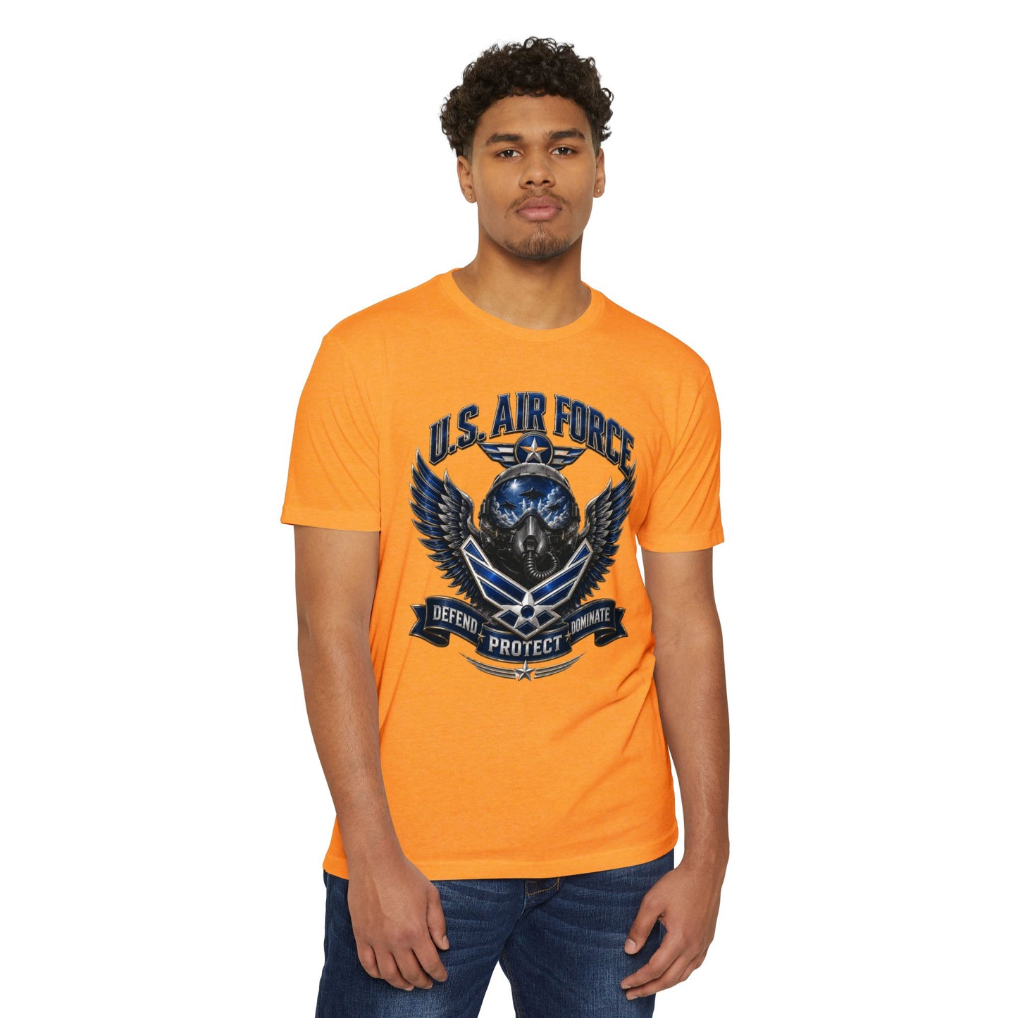 U.S. Air Force Skull Wings T-Shirt — Defend Protect Dominate Military Tee