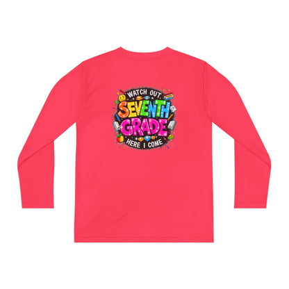 Seventh Grade Kids Long Sleeve Tee — "Watch Out… Here I Come" Back-to-School Shirt