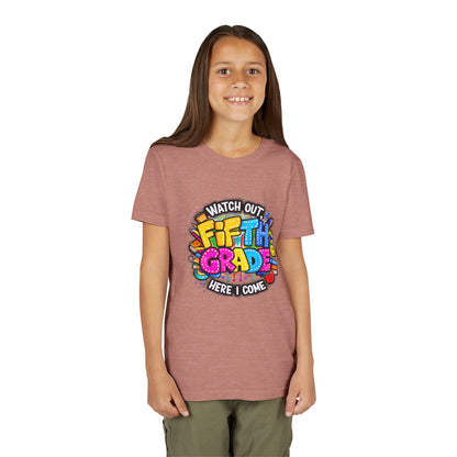 Fifth Grade T‑Shirt for Kids - "Watch Out Fifth Grade Here I Come" Back-to-School Tee