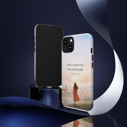 Inspirational Psalm 46:5 Phone Case — 'God is within her, she will not fall' Christian Phone Cover