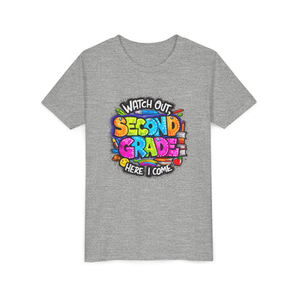 Second Grade Kids Tee - "Watch Out Second Grade Here I Come" Colorful Back-to-School Shirt