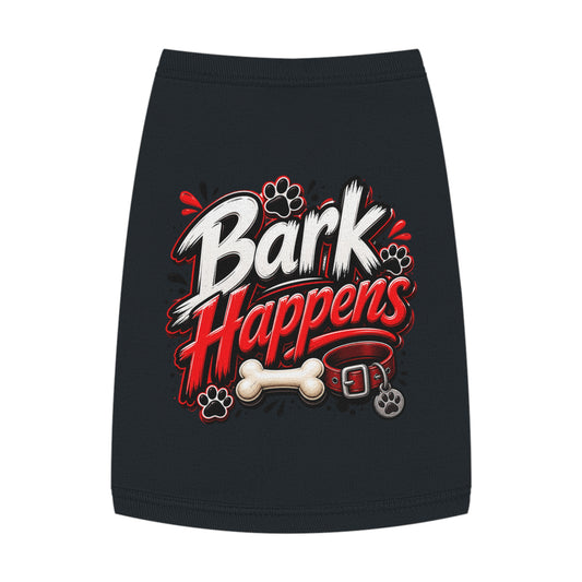 Bark Happens Pet Tank Top – Funny Dog Shirt with Bone & Paw Graphic