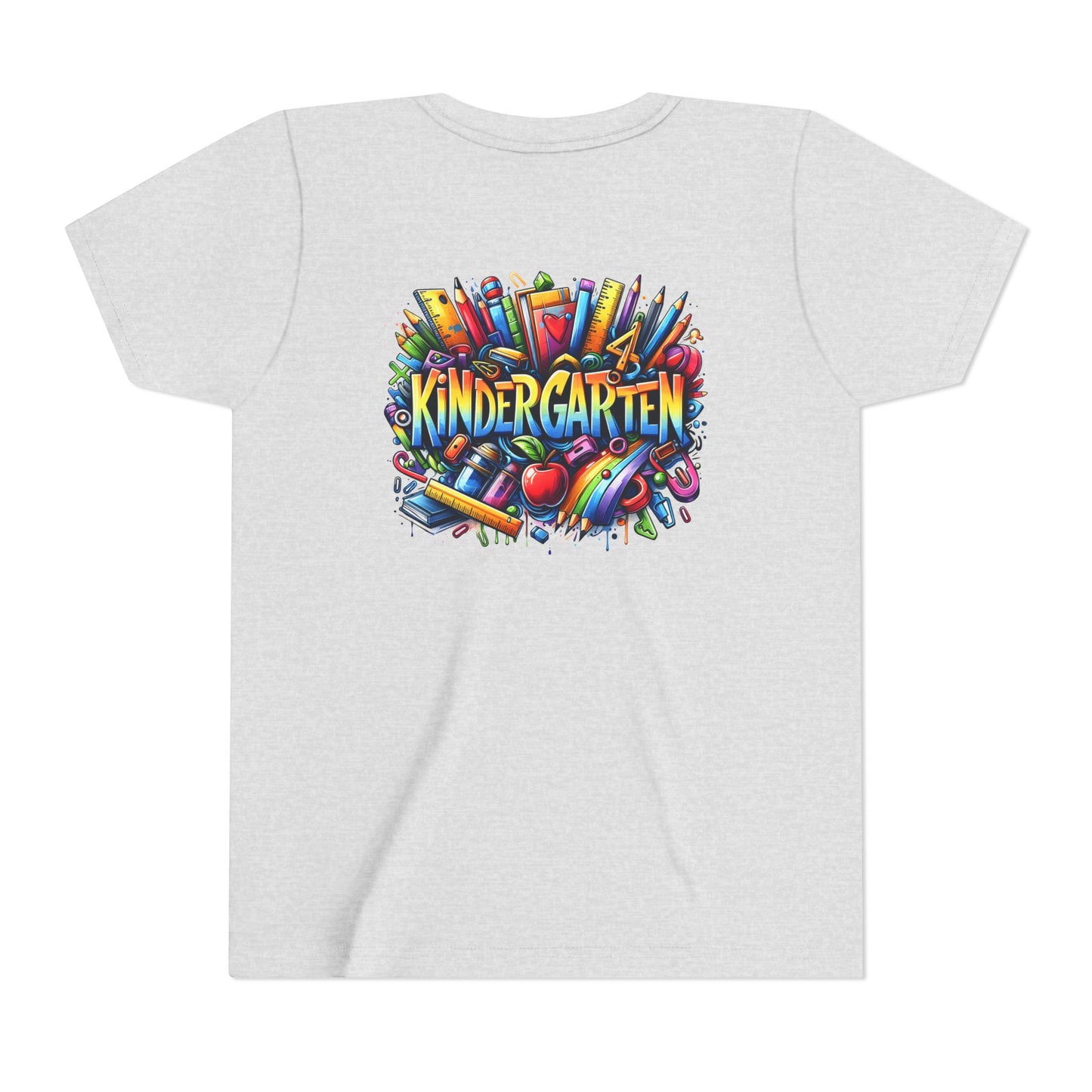 Kindergarten Colorful School Supplies Youth Tee — Back-to-School Kids T-Shirt