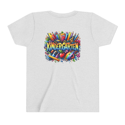 Kindergarten Colorful School Supplies Youth Tee — Back-to-School Kids T-Shirt