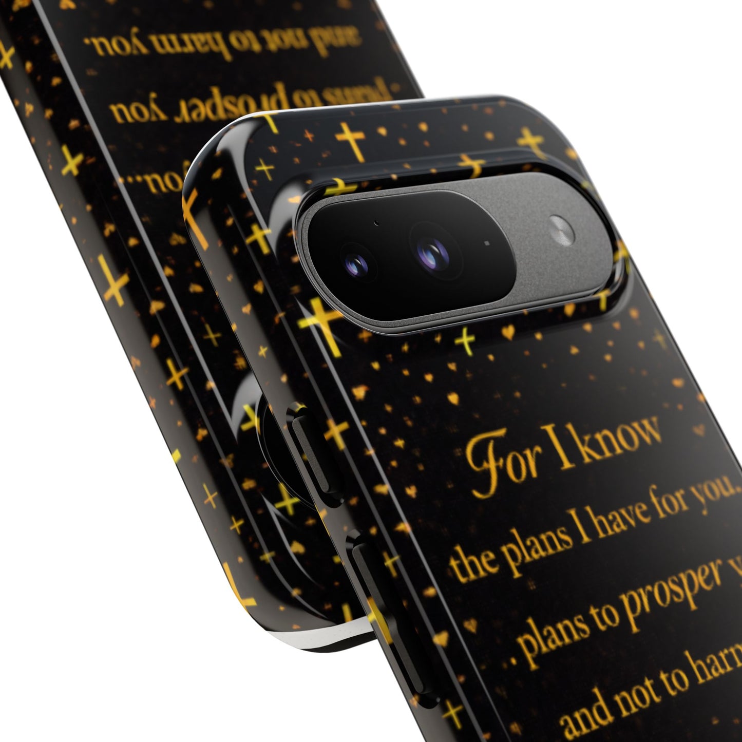Phone Case — "For I Know" Jeremiah 29:11 Gold Cross Christian Tough Case