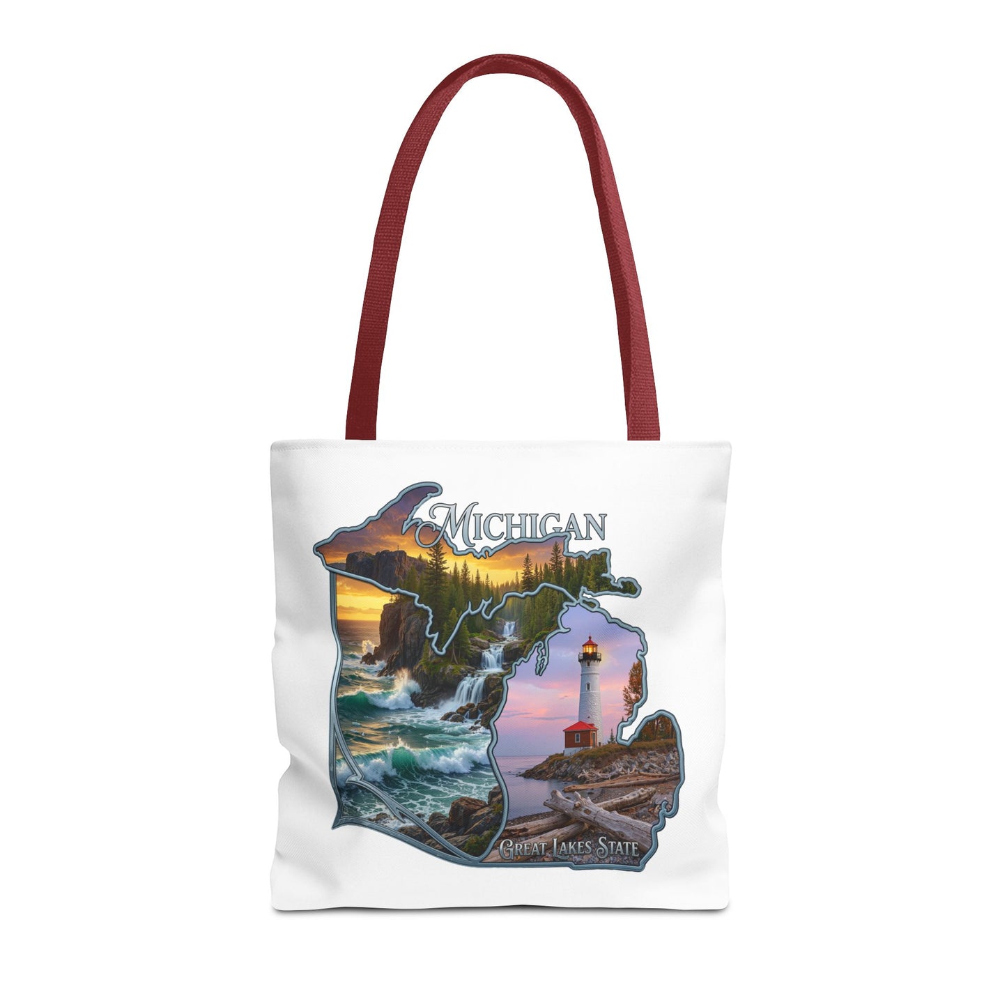 Michigan Lighthouse Tote Bag — Great Lakes Scenic State Travel Tote