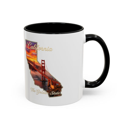 California State Shape Accent Mug – Golden Gate Sunset Coffee Cup (11/15oz)