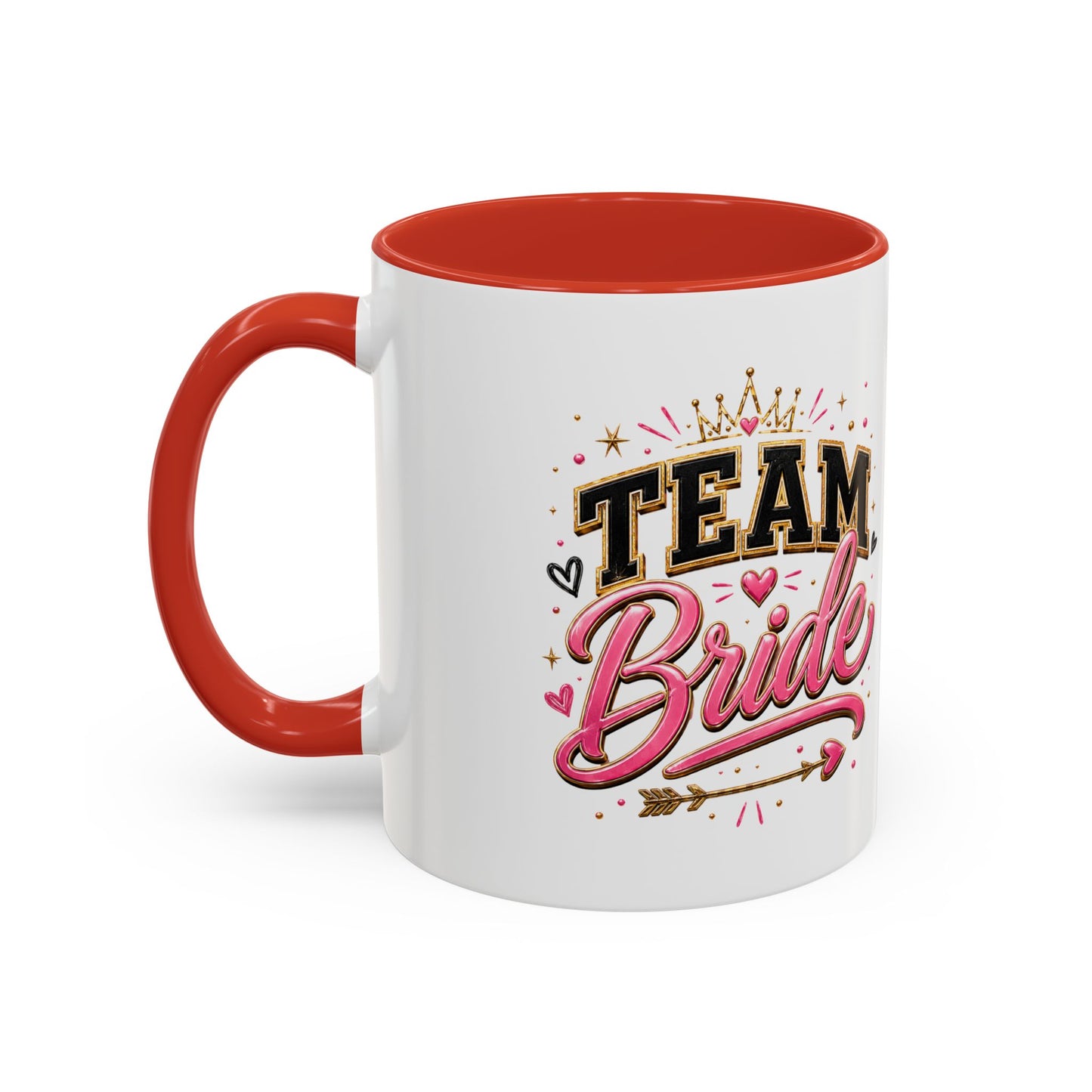 Team Bride Accent Coffee Mug — Pink & Gold Bachelorette Bridal Shower Gift (11/15 oz)