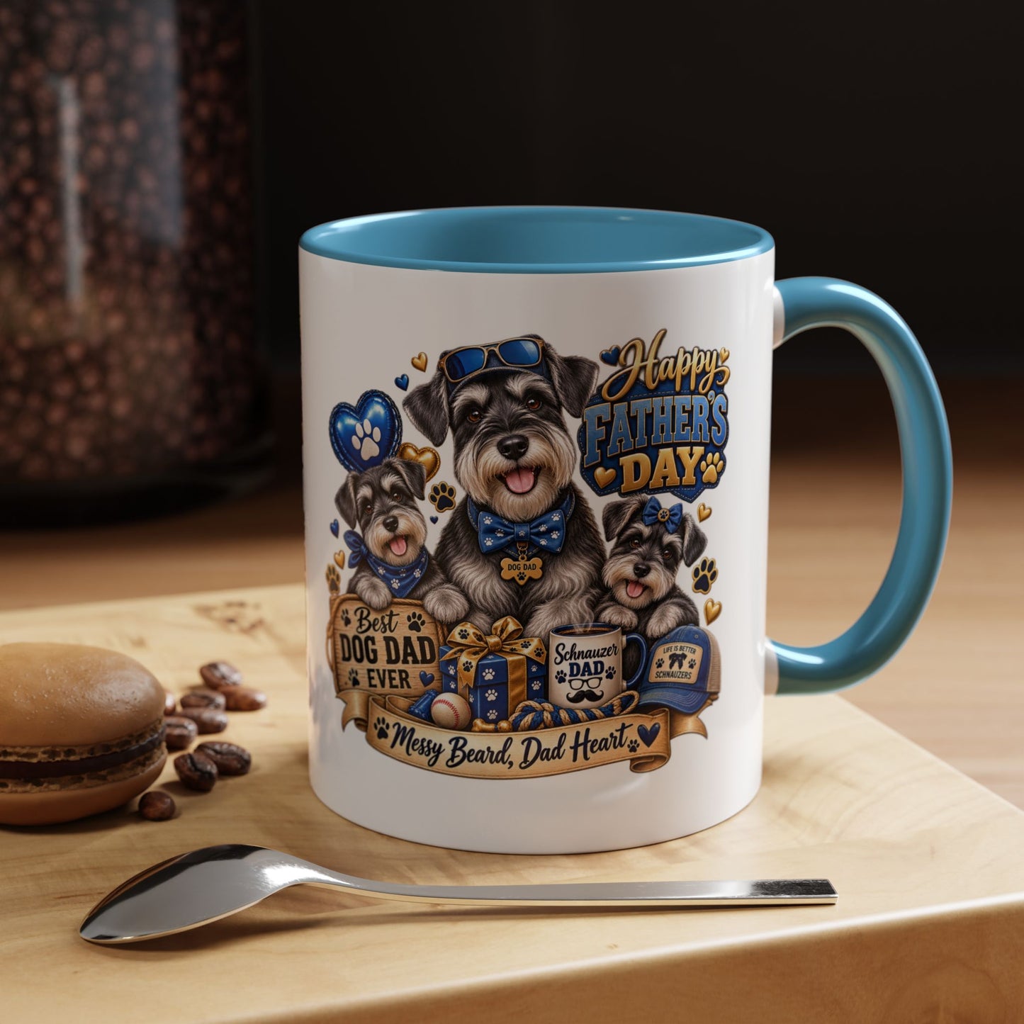 Father's Day Dog Dad Coffee Mug — "Happy Father's Day" Accent Mug (11/15oz)