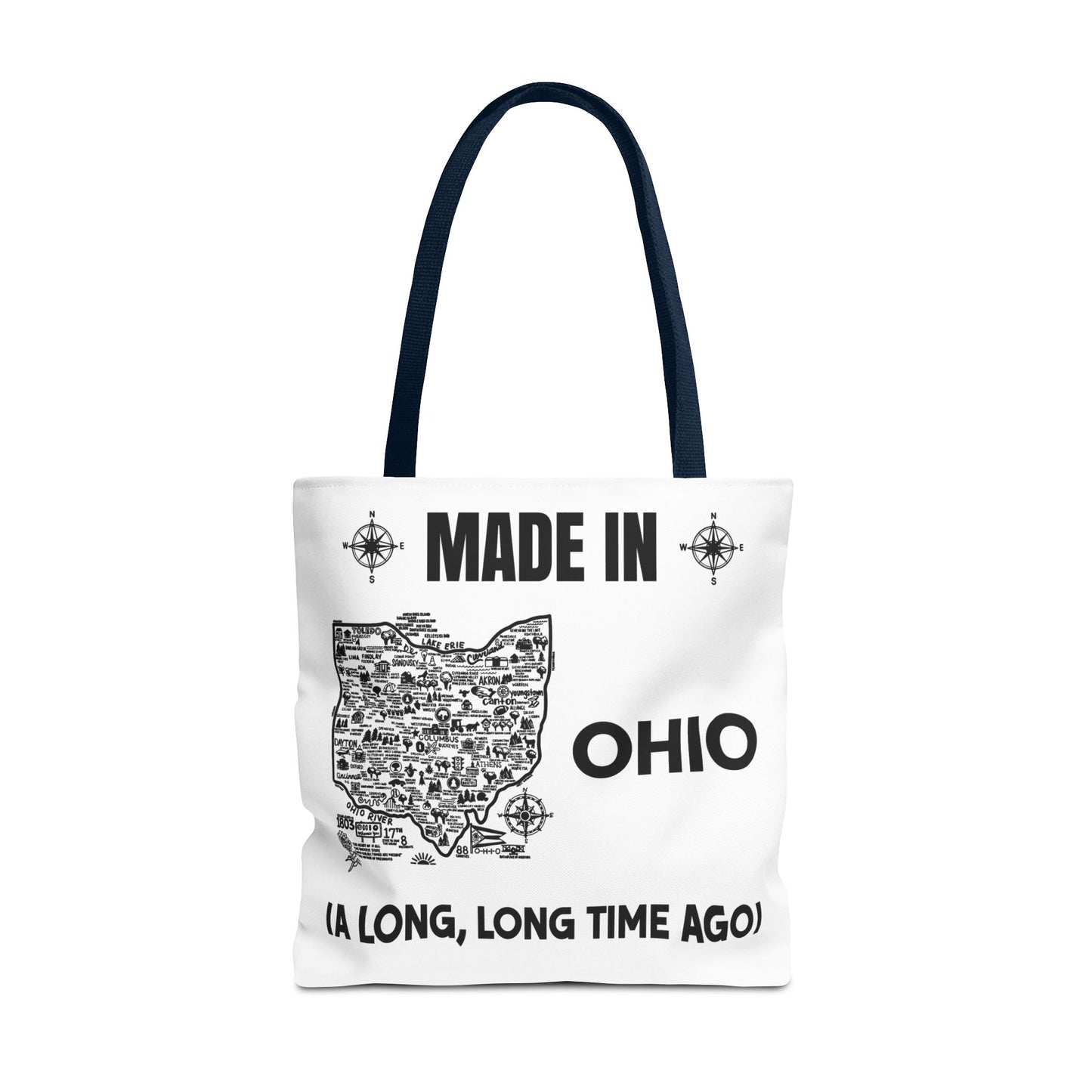 Made in Ohio Tote Bag — Vintage Map Design "A Long, Long Time Ago"