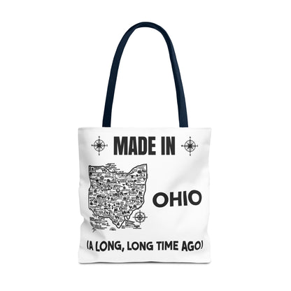 Made in Ohio Tote Bag — Vintage Map Design "A Long, Long Time Ago"