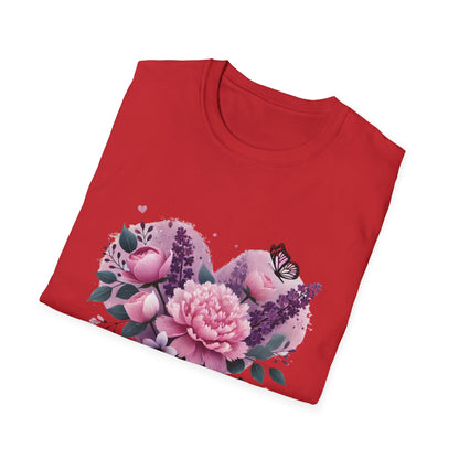 Mother's Day Floral T-Shirt — "Mother's Day I Love You" Heart Bouquet