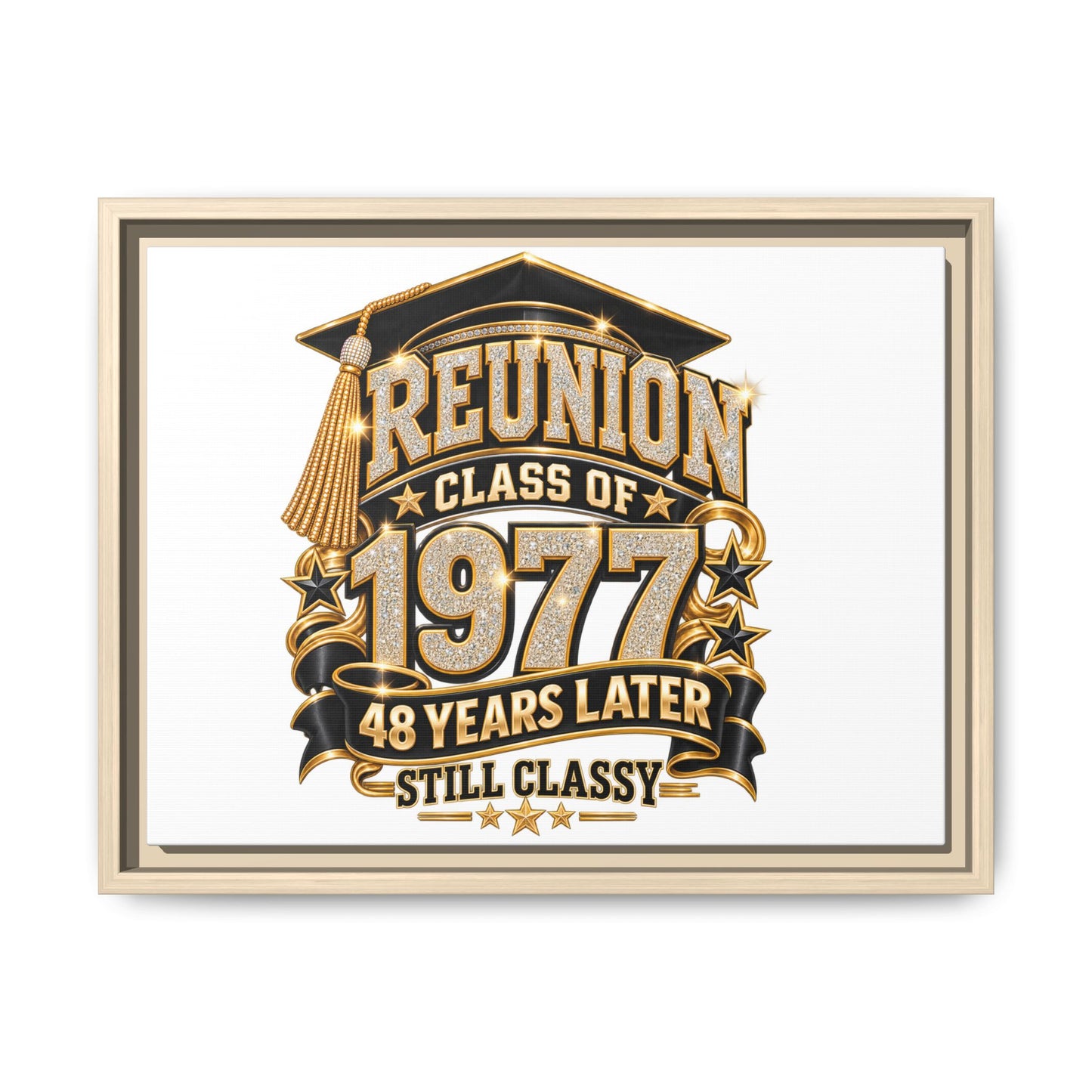Reunion Class of 1977 Framed Canvas - "48 Years Later Still Classy"